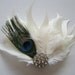 Beautiful Handmade White feather Fascinator with ostrich Feathers and Rhinestone Wedding Fascinator