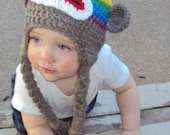 Child Sock Monkey Hat in Rainbow