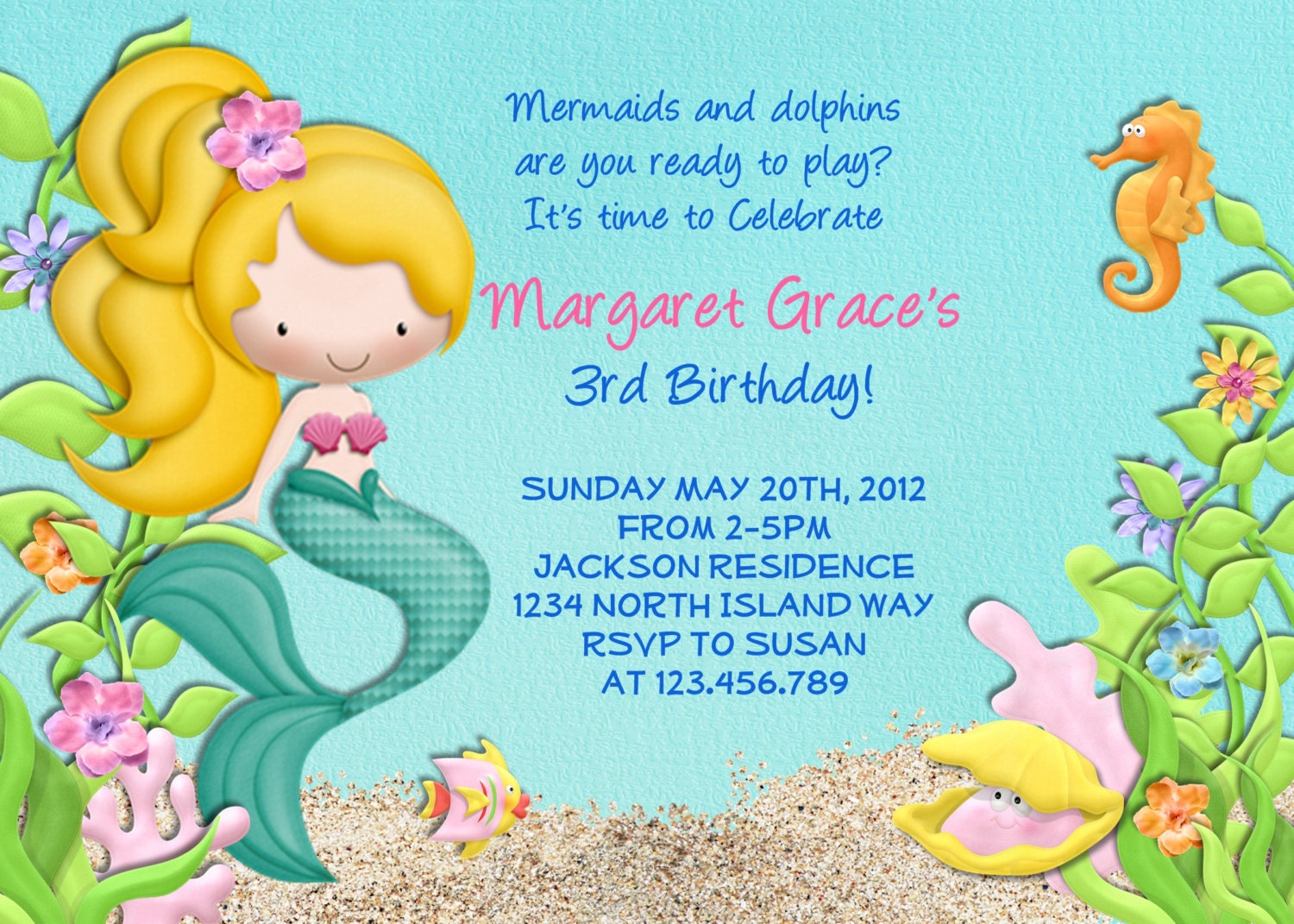Under the Sea Mermaid Birthday Invitation - Printable Choose You Mermaid