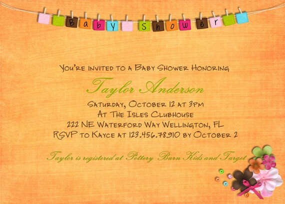 Floral Baby Shower Invitation Printable Il_570xn
