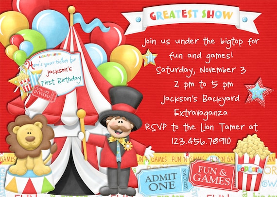 Circus Birthday Invitation Printable Custom Il_570xn