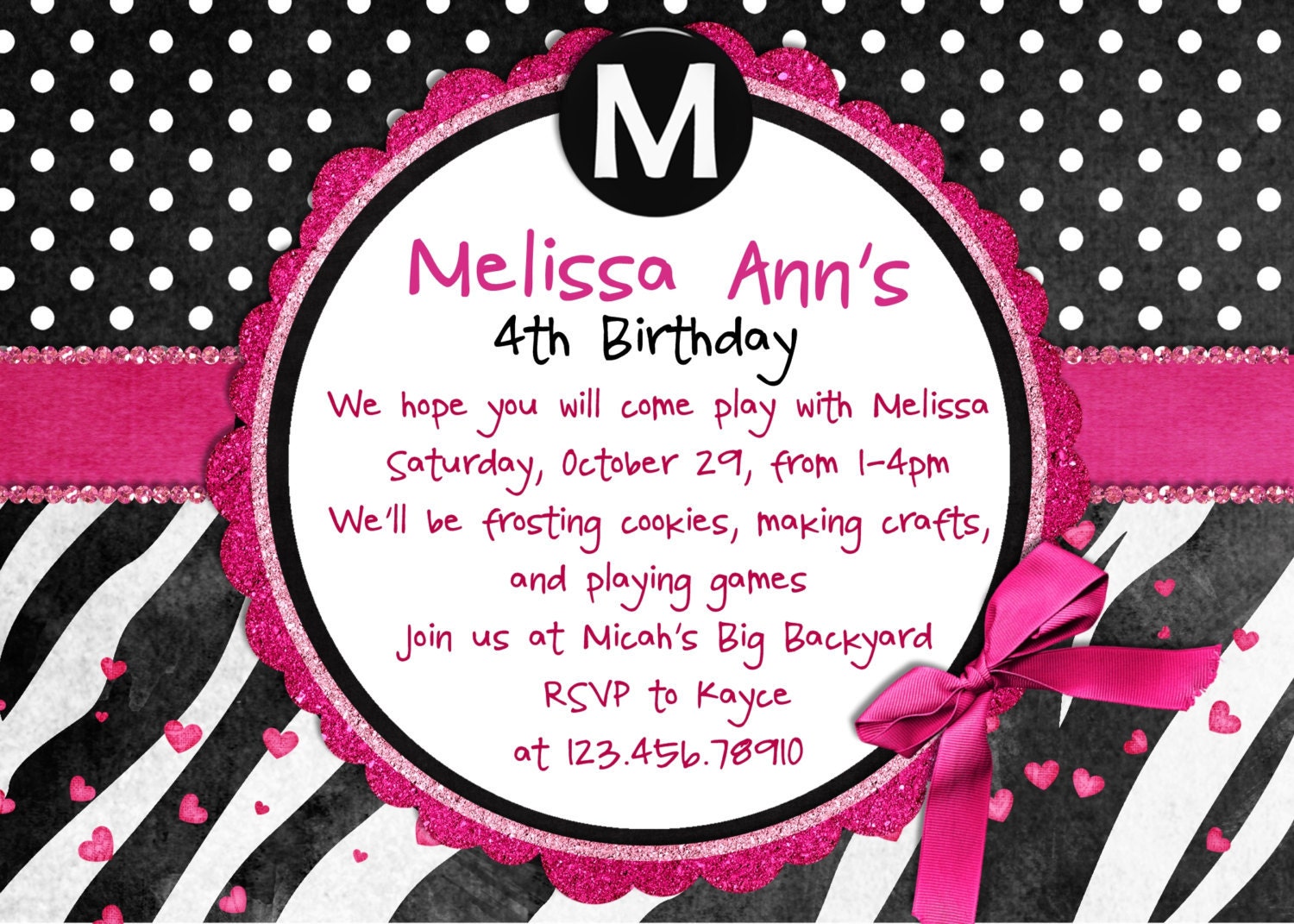 Zebra Birthday Invitation Printable and Custom Pink Purple or Teal Il_570xn