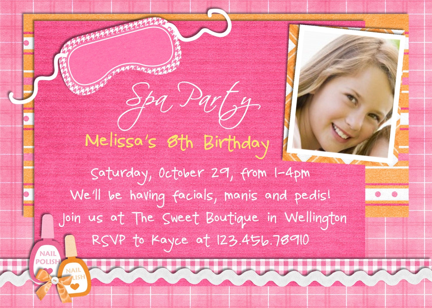 Spa Birthday Invitation - Printable Photo Card Custom Il_570xn