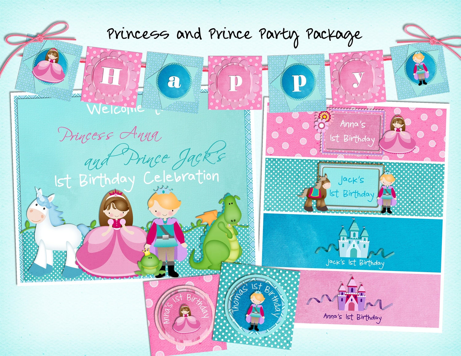Princess and Prince Birthday Party Package Printable Il_570xn