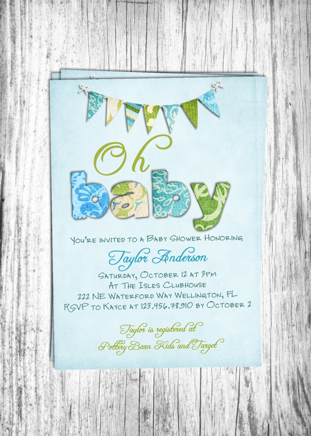 Blue Boy Baby Shower Invitation Printable and Custom Choose Your Color Il_570xn