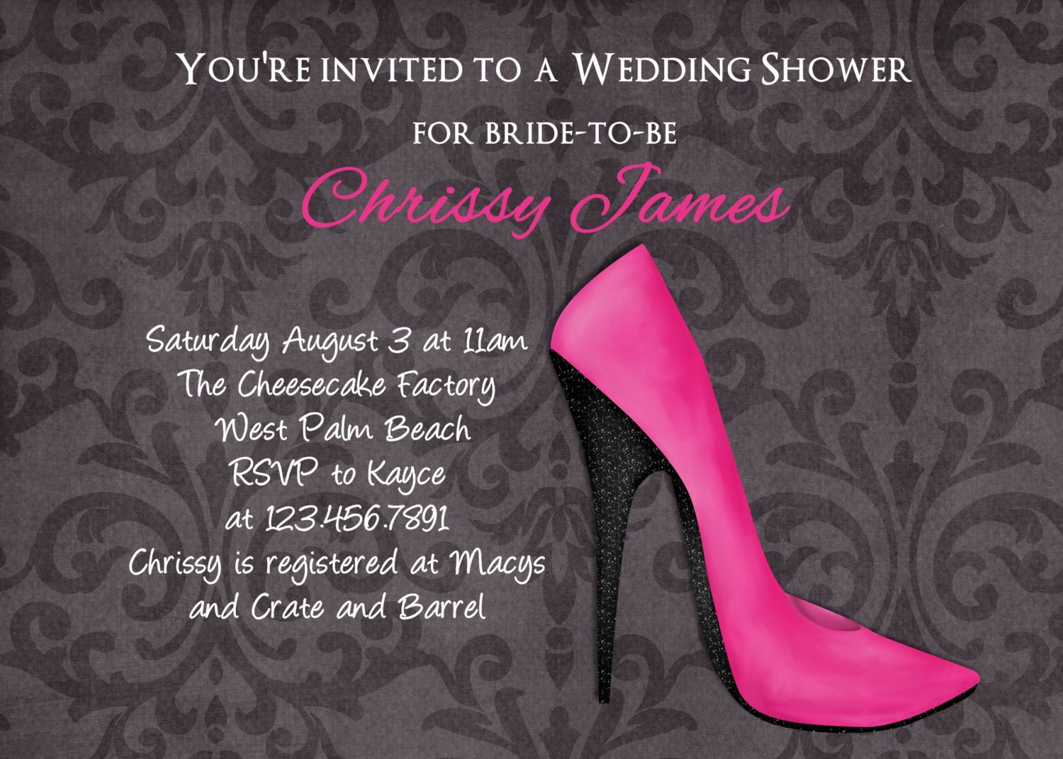 Mod Damask Wedding Bridal Shower Invitation Printable Digital File Choose Your Color Il_570xn