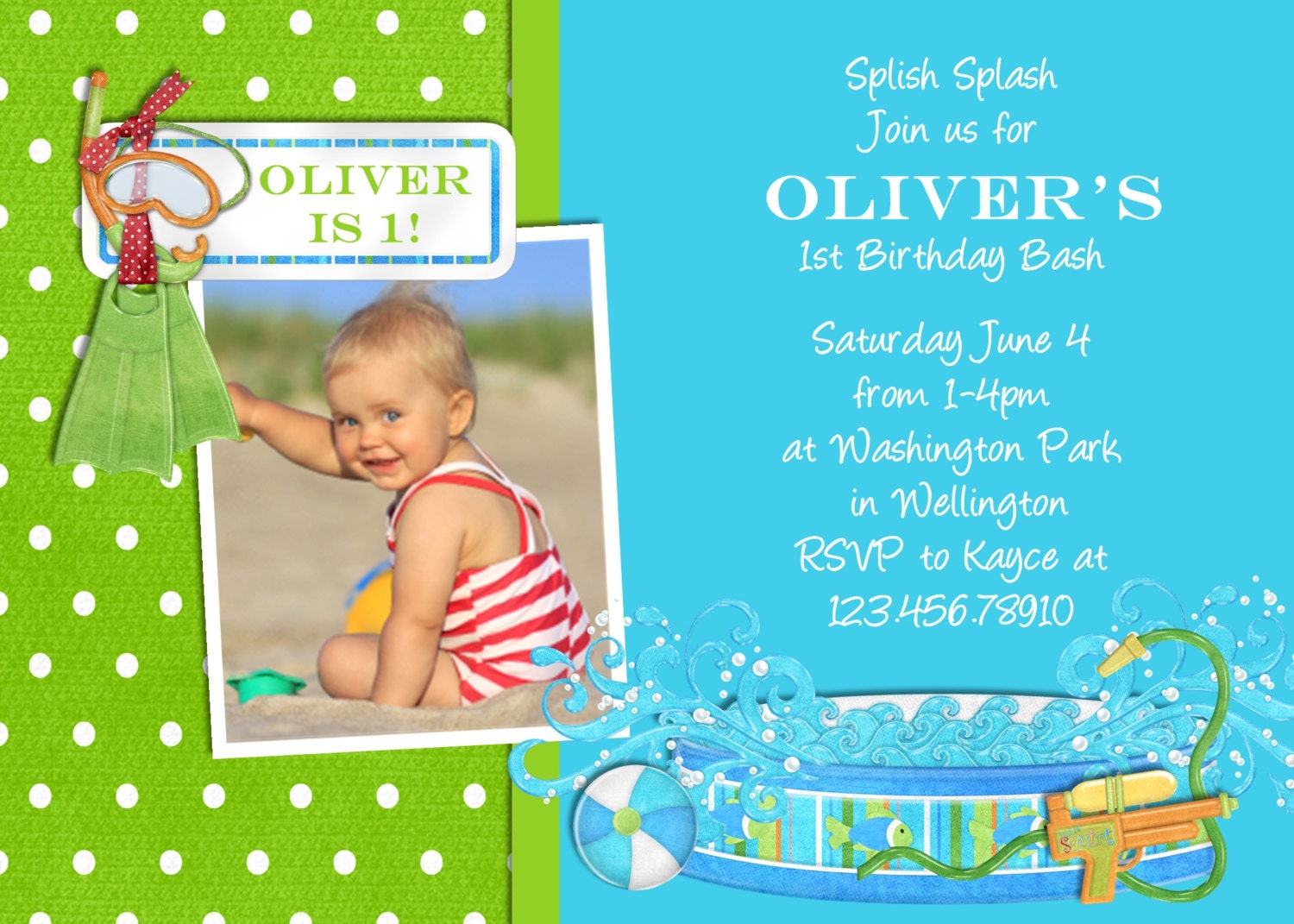 Swimming Pool Party Birthday Invitation Printable Custom Invite Il_570xn