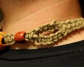 Branch Knot Hemp Necklace with Painted Wooden Tribal Beads