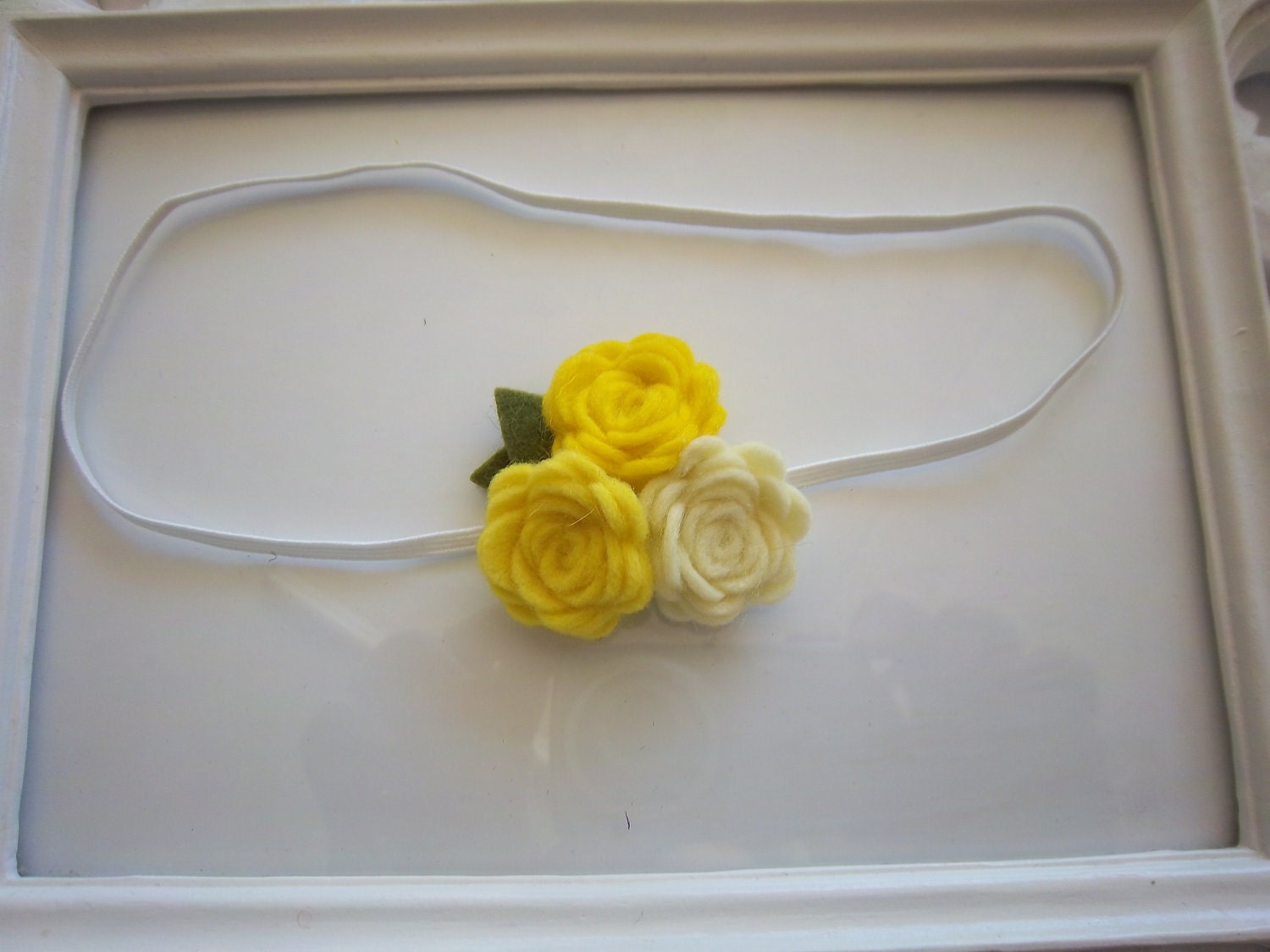 Sunshine Yellow Felt Trio Flower Headband for Newborn Infant Baby Toddler Girl Women Spring Photo Prop -READY TO SHIP