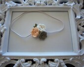 Peach Mocha Cream Felt Rosette Trio Flower Headband Newborn Infant Baby Toddler Girl Spring Photo Prop READY TO SHIP