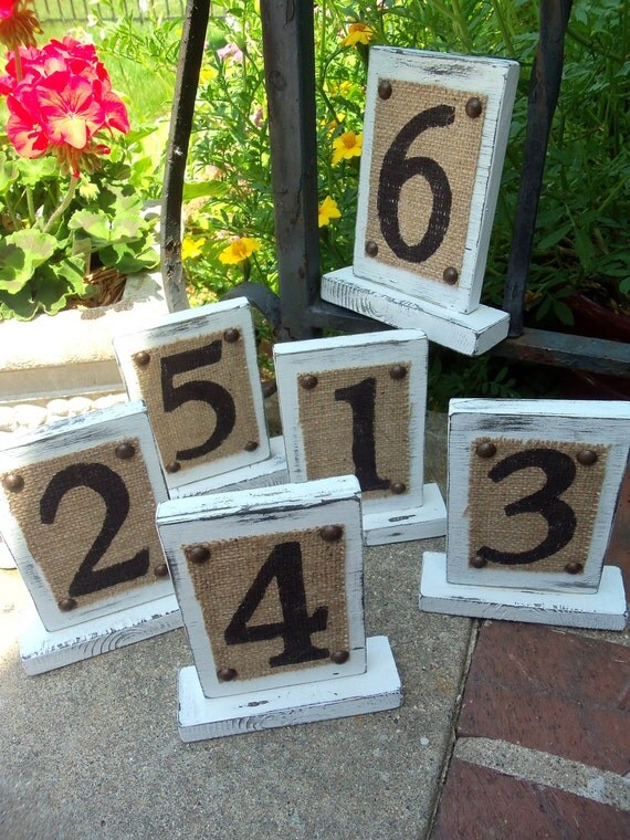 Shabby Chic Wedding, WEDDING TABLE NUMBERS, Vintage Sign Décor, party table