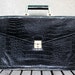 RESERVED Vintage Black Briefcase, Alligator Crocodile, Genuine Leather, Sleek Simple Chic, 70s, Mod Laptop Ipad Carrier, Unisex Mens Womens
