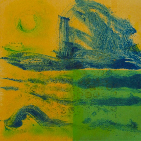 Tsunami - Monotype Painting - traditional brush painting style