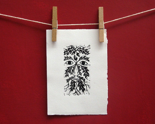 Untitled (green man no.3) - original lino print