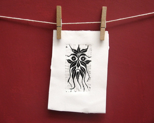 Untitled (green man no.1) - original lino print