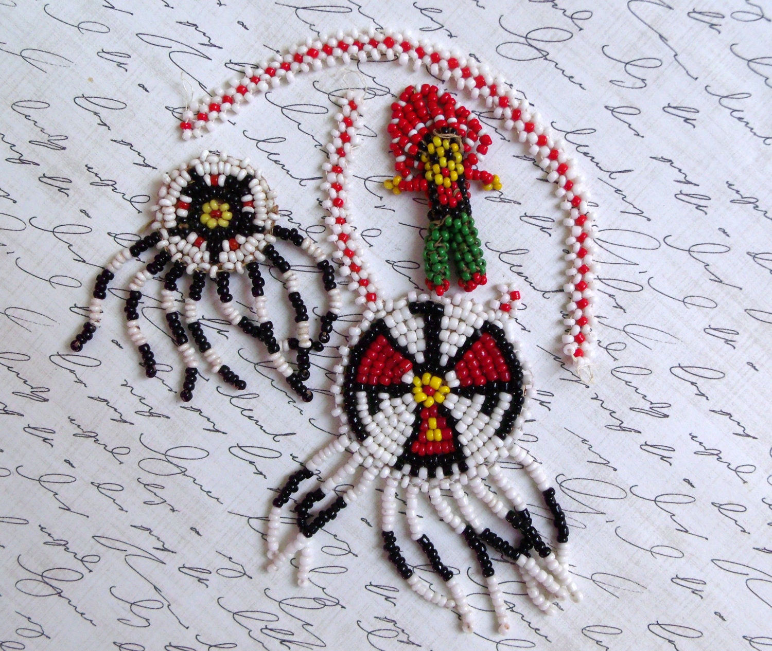 Vintage Salvaged Native American Indian Beaded Dream Catcher Findings Destash Scrapbooking Lot