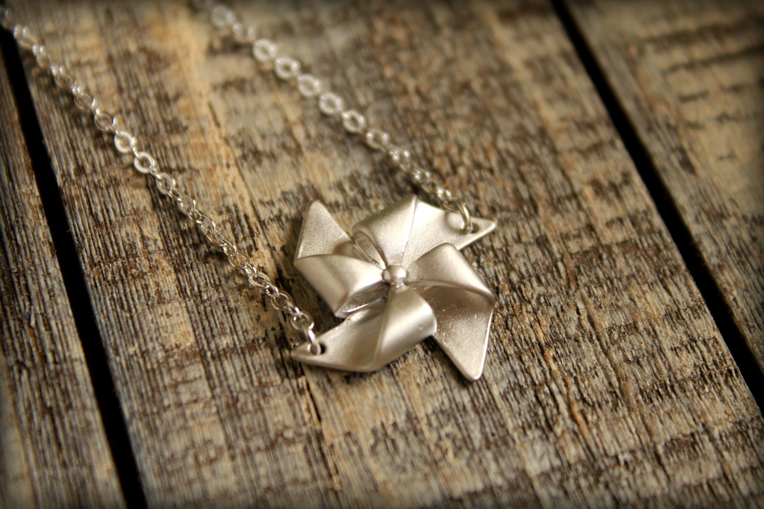 Pinwheel Necklace in Matte Silver