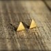 Tiny Smooth Triangle Earring Studs in Raw Brass, Surgical Steel Posts