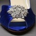 Wedding Shoes -- Royal Blue Peeptoe Wedding Shoes with Silver Rhinestone Adornment