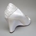 Wedding Shoes -- The Very Sexy Wedding Wedge with Lace Corset Heel and Ivory Bow on Toe