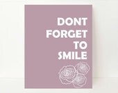 Modern Washroom Art Print, Modern Washroom Typography Print, 8x10, Dont Forget To Smile