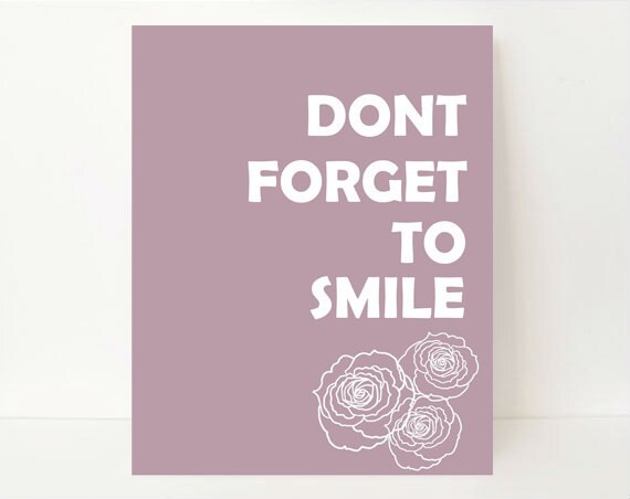 Modern Washroom Art Print, Modern Washroom Typography Print, 8x10, Dont Forget To Smile