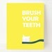 Modern Washroom Art Print, Lemon Yellow Modern Washroom Typography Print, 11x14, Brush Your Teeth