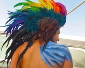 Customizable Feather Mohawk / Headdress - "Rainbow Brite"