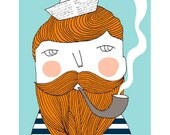 Bearded fisherman - print - 8 x 11.5 - A4