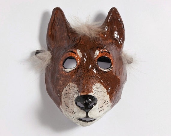 Paper mache dog mask by Jevgeniamasks on Etsy