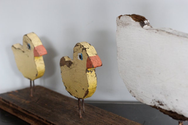 Vintage Hand Painted Garden Ducks, Folk Art
