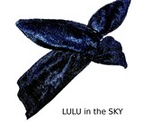 Midnight Blue/Purple Crushed velvet vintage PIN UP wire ROCKABILLY Headband