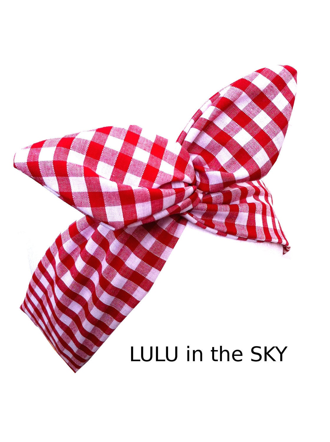 Pin up Red & White Gingham Check wire ROCKABILLY Headband