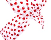 Pin Up ROCKABILLY White with Red Strawberry Print Wire Headband Hair Wrap