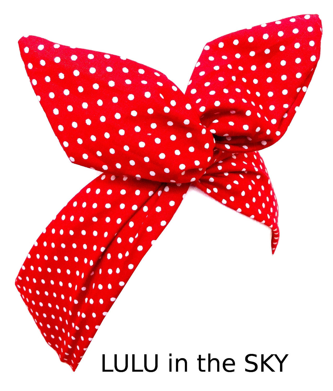 Red & White Polka Dot tiny Pin Dot wire ROCKABILLY Pin Up Headband Hair Wrap