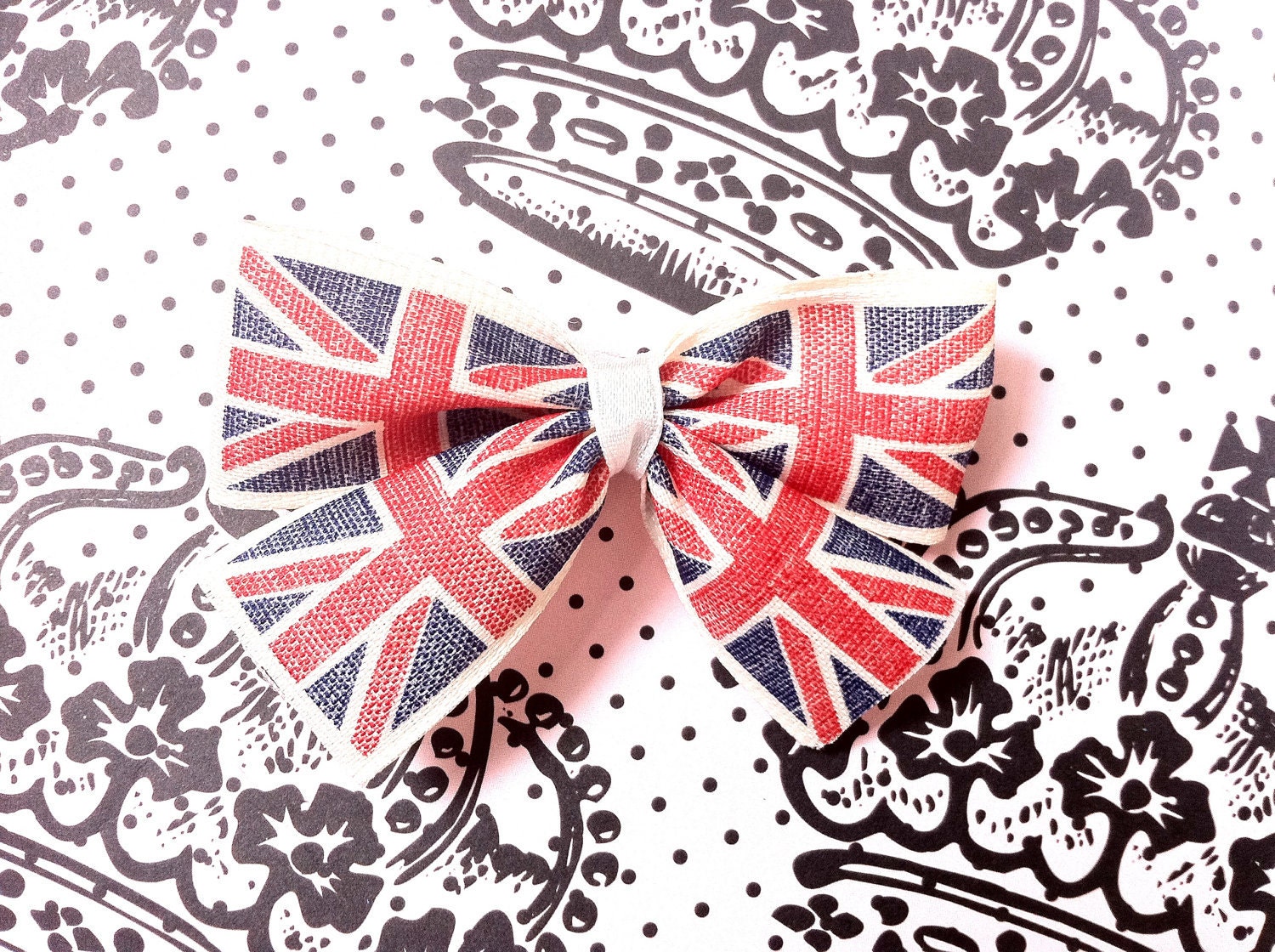 Red White Blue Union Jack Vintage Hair Bow by LULUGOESROCKABILLY