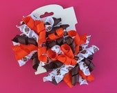 Hair Bow Set - Orange and Brown Football Korkers