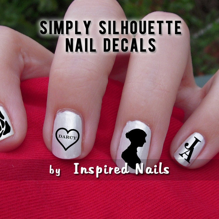 Jane Austen Nail Decals Black and Clear Simply Silhouette by Inspired Nails