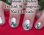 Custom Double Initial Monogram Nail Decals Set of 80 Decals