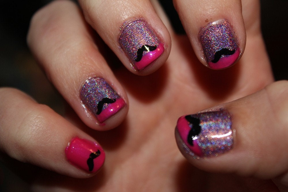 Mustache Nail Decals Black and Clear Simply Silhouette by Inspired Nails
