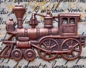 Steam engine locomotive stamping, copper plated brass