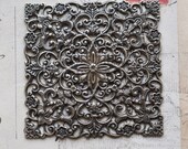 Square filigree stamping, oxidized brass