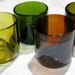 Green, Yellow Green, Olive Green  and Amber Brown  Michigan Wine Bottles ReFlamed Glassworks Recycled Glass Tumblers