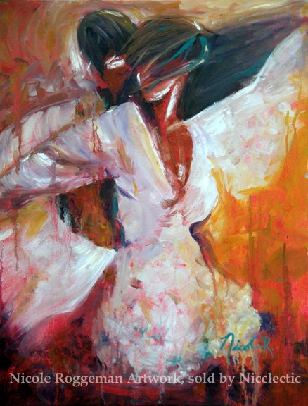impressionistic dancing passion print canvas original oil painting artwork romance lust love salsa couple