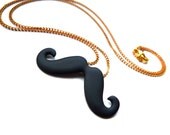 Black Mustache Necklace - Stache, Geek Jewelry