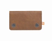 iPhone 4 - 4S Wallet Case (Cambie) - Medium Tan/Brown (cork) Distressed Leather