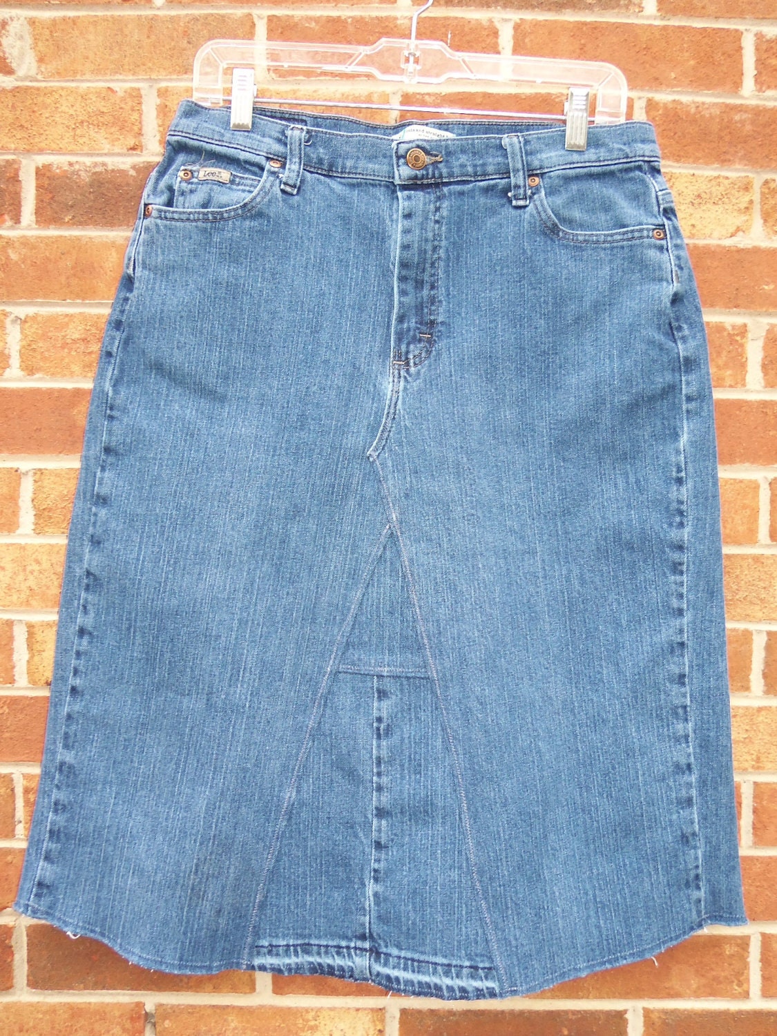 Womens Below The Knee Jean Skirt, Size 12