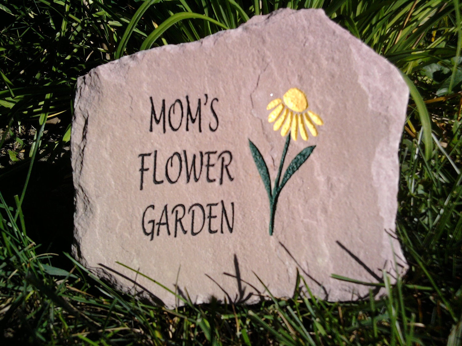 Mom's Flower Garden Sign Engraved Rock by ExpressiveStone on Etsy
