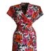 Vintage Summer Dress Hawaiian Floral Wrap Style With Belt Ties - Orange, Purple, Navy and White