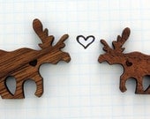 Moose Brooch - Laser Cut Walnut